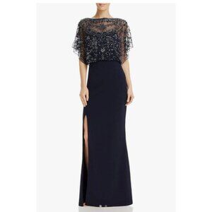 Aidan Mattox Dress 4 Blue Sequin Formal Long Maxi Cruise Party Wedding $450 NEW